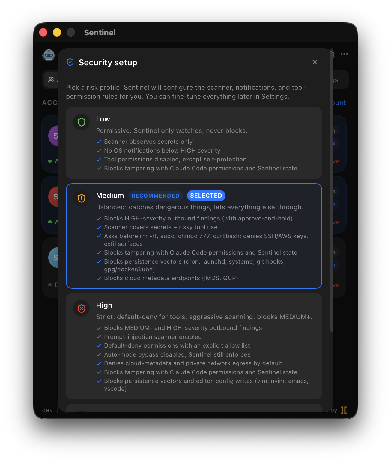 The security setup wizard